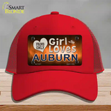 This Girl Loves Auburn Novelty License Plate Hat Mesh / Red