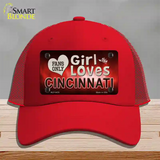 This Girl Loves Cincinnati Novelty License Plate Hat Mesh / Red