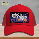 This Girl Loves Clemson Novelty License Plate Hat Mesh / Red