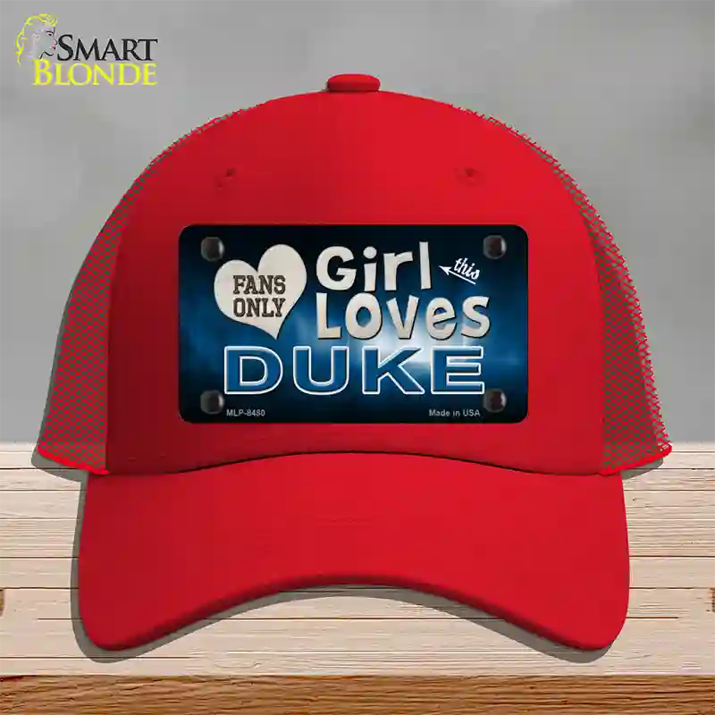 This Girl Loves Duke Novelty License Plate Hat Mesh / Red