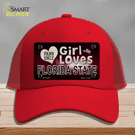 This Girl Loves Florida State Novelty License Plate Hat Mesh / Red