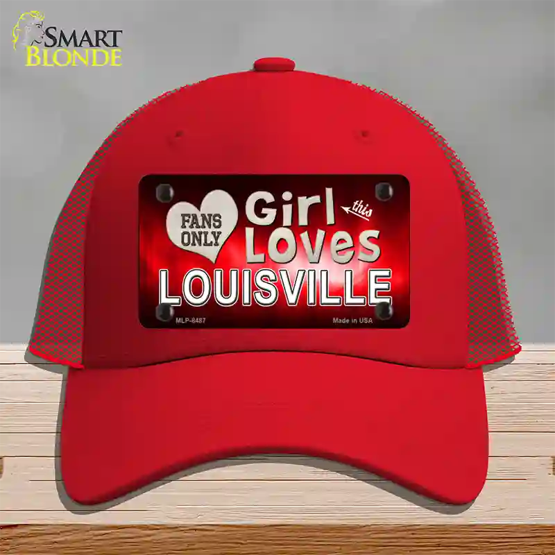 This Girl Loves Louisville Novelty License Plate Hat Mesh / Red