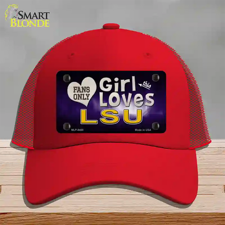 This Girl Loves LSU Novelty License Plate Hat Mesh / Red