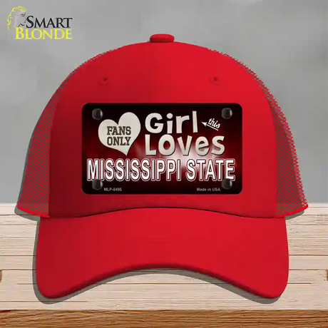 This Girl Loves Mississippi State Novelty License Plate Hat Mesh / Red