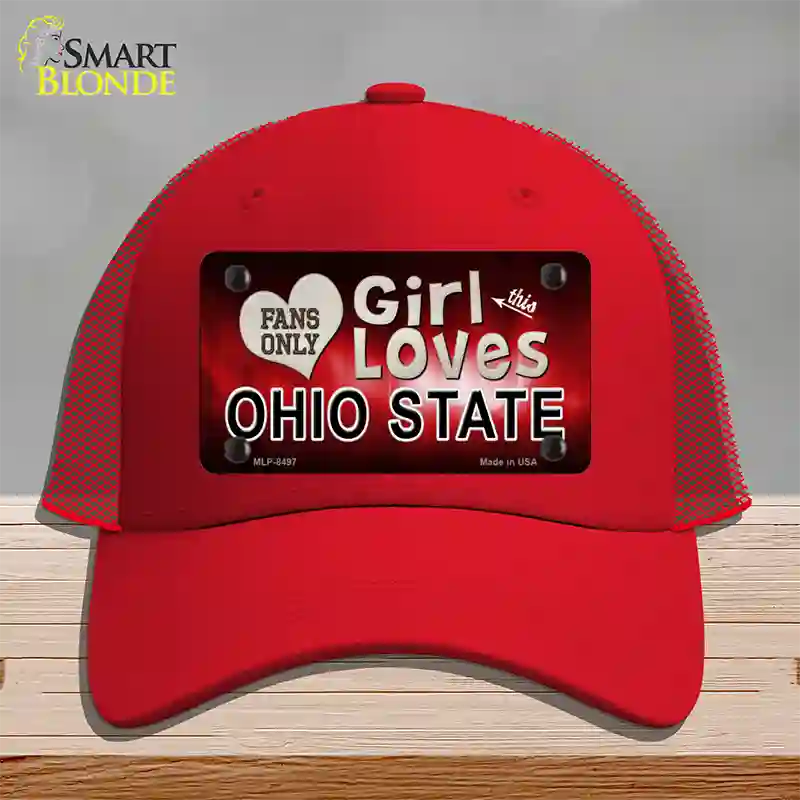 This Girl Loves Ohio State Novelty License Plate Hat Mesh / Red