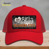 This Girl Loves Oklahoma State Novelty License Plate Hat Mesh / Red