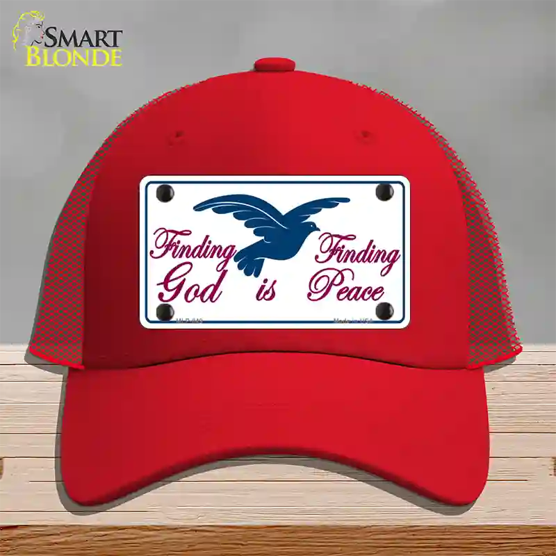 Finding God Finding Peace Novelty License Plate Hat Mesh / Red