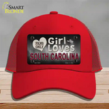 This Girl Loves South Carolina Novelty License Plate Hat Mesh / Red