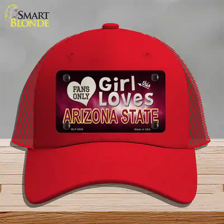 This Girl Loves Arizona State Novelty License Plate Hat Mesh / Red