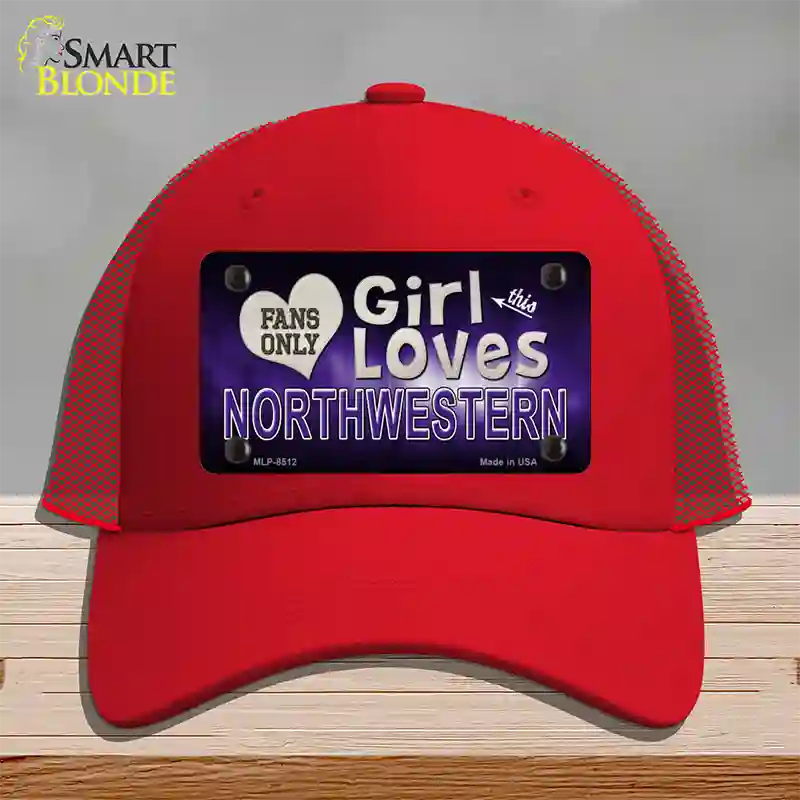 This Girl Loves Northwestern Novelty License Plate Hat Mesh / Red