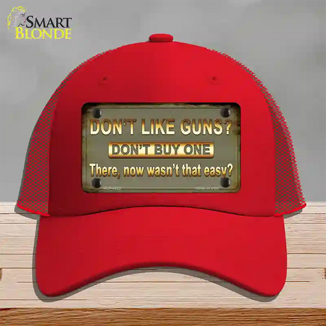 Dont Like Guns Novelty License Plate Hat Mesh / Red