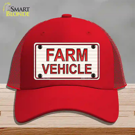 Farm Vehicle Novelty License Plate Hat Mesh / Red