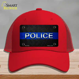 Police Thin Blue Line Novelty License Plate Hat Mesh / Red