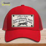 Gate Open Novelty License Plate Hat Mesh / Red