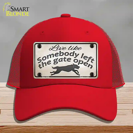 Gate Open Novelty License Plate Hat Mesh / Red