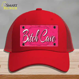 Bitch Cave Novelty License Plate Hat Mesh / Red