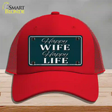 Happy Wife Happy Life Novelty License Plate Hat Mesh / Red