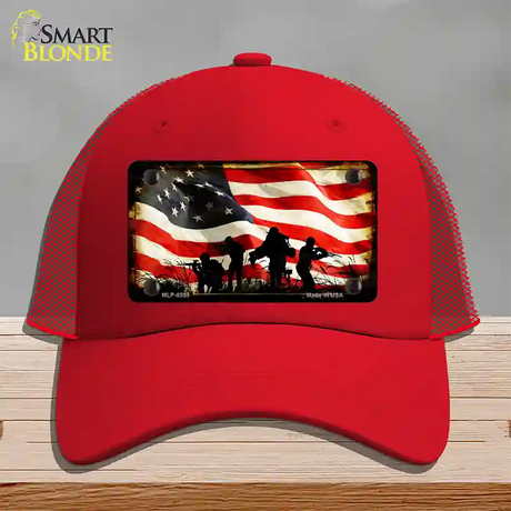 American Freedom Fighters Novelty License Plate Hat Mesh / Red