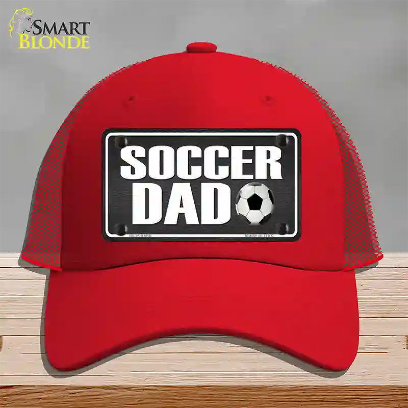 Soccer Dad Novelty License Plate Hat Mesh / Red