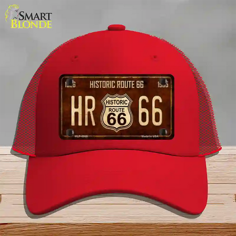 Historic Route 66 Vintage Novelty License Plate Hat Mesh / Red