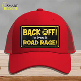 Back Off Road Rage Novelty License Plate Hat Mesh / Red