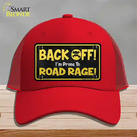 Back Off Road Rage Novelty License Plate Hat Mesh / Red