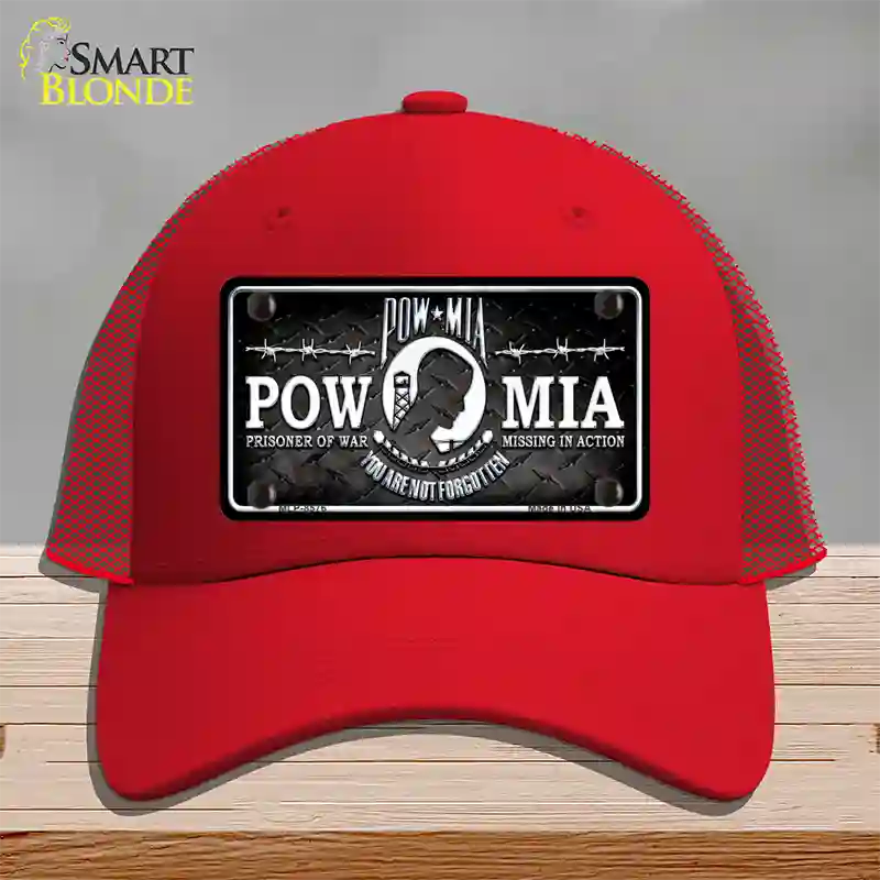 POW MIA Novelty License Plate Hat Mesh / Red