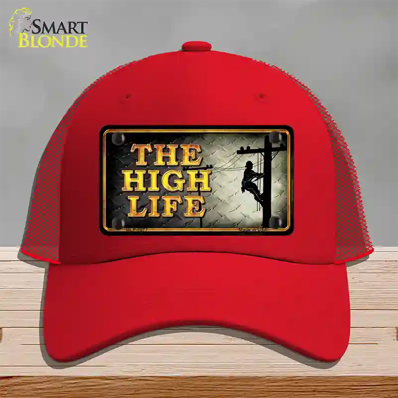 The High Life Novelty License Plate Hat Mesh / Red