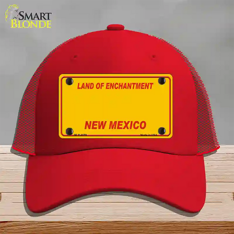 New Mexico Yellow Novelty License Plate Hat Mesh / Red