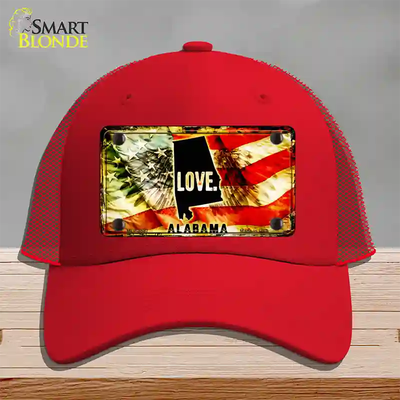 Alabama Love Novelty License Plate Hat Mesh / Red