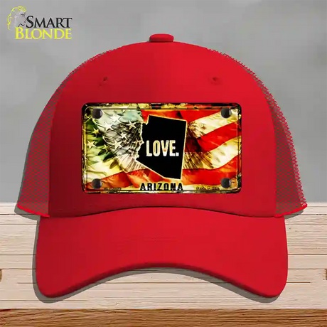 Arizona Love Novelty License Plate Hat Mesh / Red