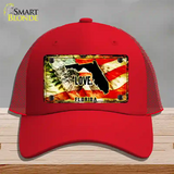 Florida Love Novelty License Plate Hat Mesh / Red