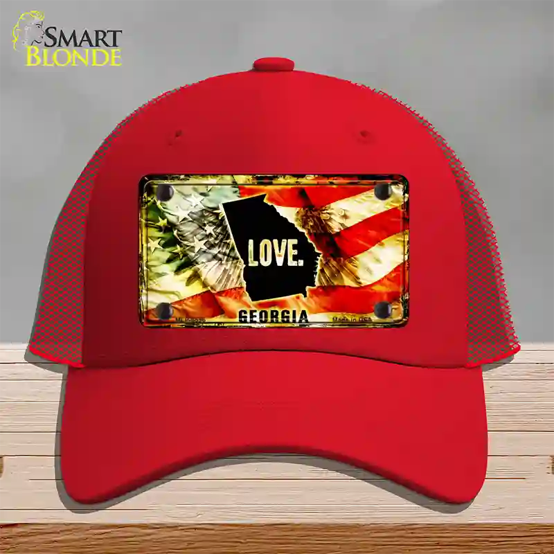 Georgia Love Novelty License Plate Hat Mesh / Red