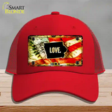 Iowa Love Novelty License Plate Hat Mesh / Red