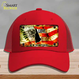 New Hampshire Love Novelty License Plate Hat Mesh / Red