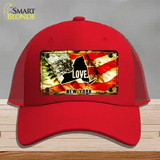 New York Love Novelty License Plate Hat Mesh / Red