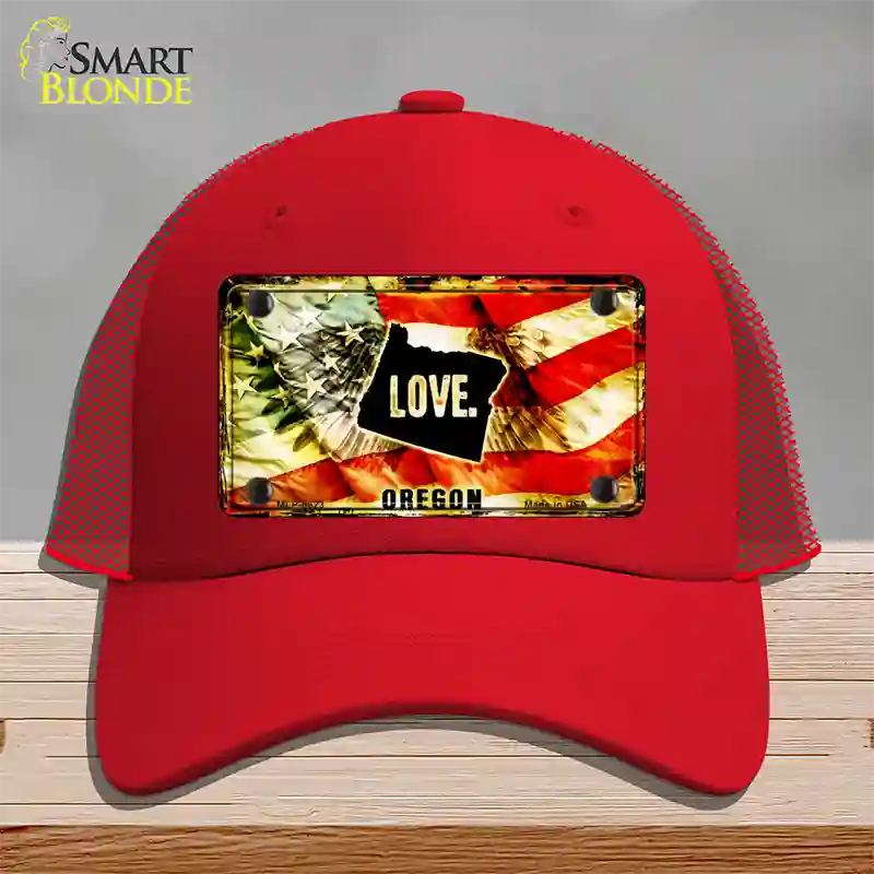 Oregon Love Novelty License Plate Hat Mesh / Red