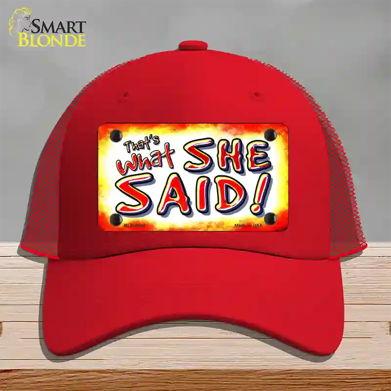 Thats What She Said Novelty License Plate Hat Mesh / Red