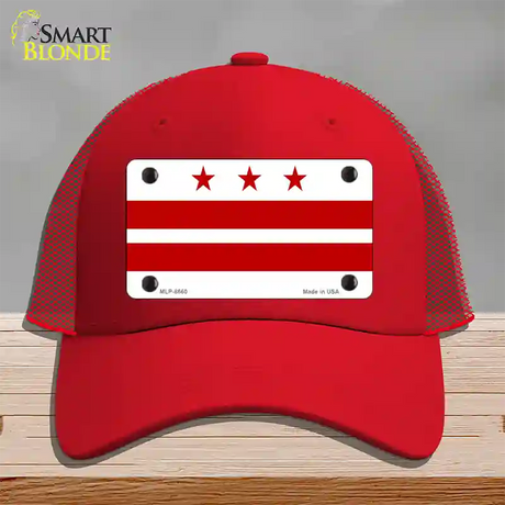 Washington DC Flag Novelty License Plate Hat Mesh / Red