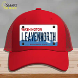 Leavenworth Washington Novelty License Plate Hat Mesh / Red