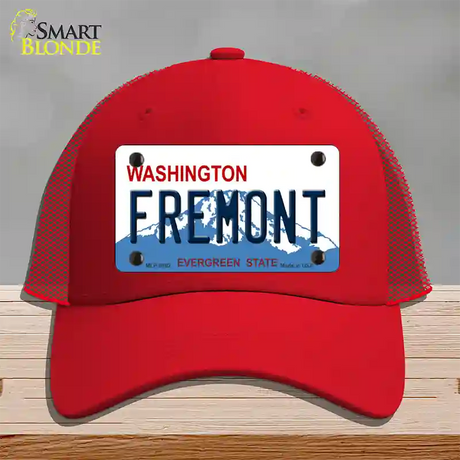 Fremont Washington Novelty License Plate Hat Mesh / Red