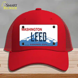 Leed Washington Novelty License Plate Hat Mesh / Red