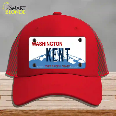 Kent Washington Novelty License Plate Hat Mesh / Red