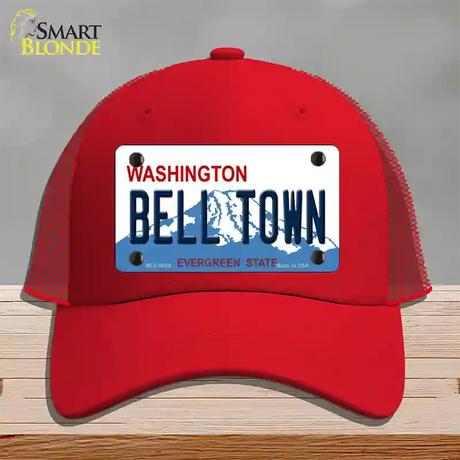 Bell Town Washington Novelty License Plate Hat Mesh / Red