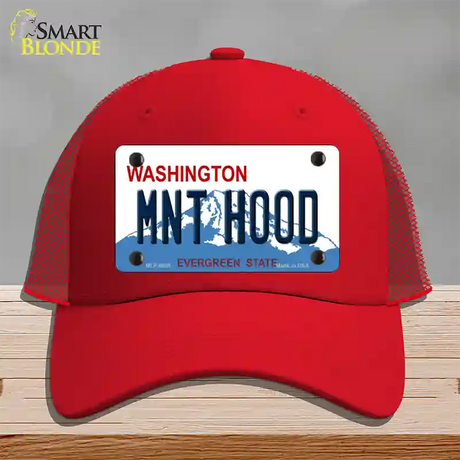 MNT Hood Washington Novelty License Plate Hat Mesh / Red