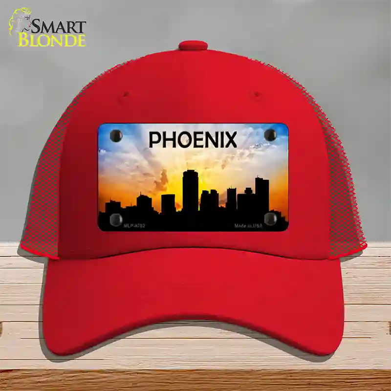 Phoenix Silhouette Novelty License Plate Hat Mesh / Red