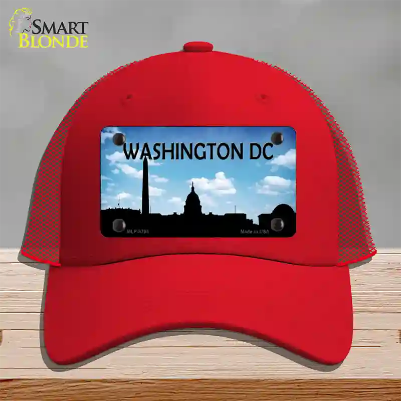 Washington DC Silhouette Novelty License Plate Hat Mesh / Red