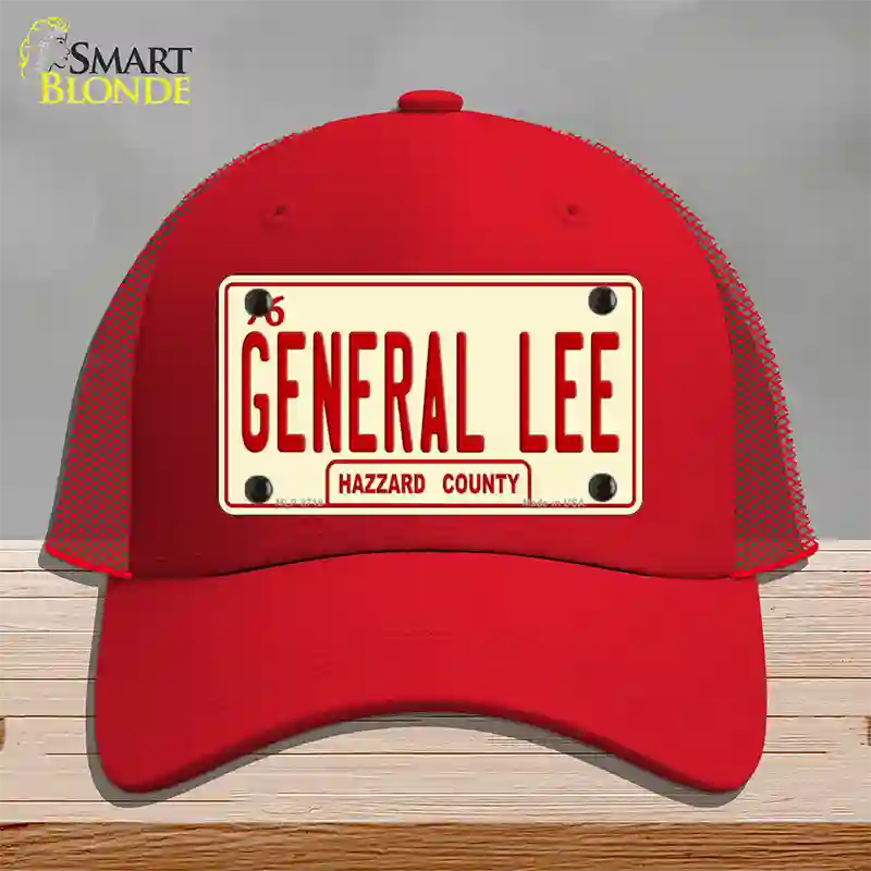 General Lee Hazzard County Novelty License Plate Hat Mesh / Red