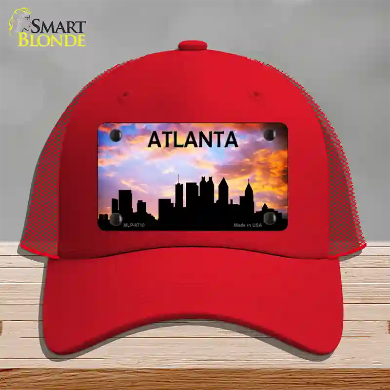 Atlanta Silhouette Novelty License Plate Hat Mesh / Red