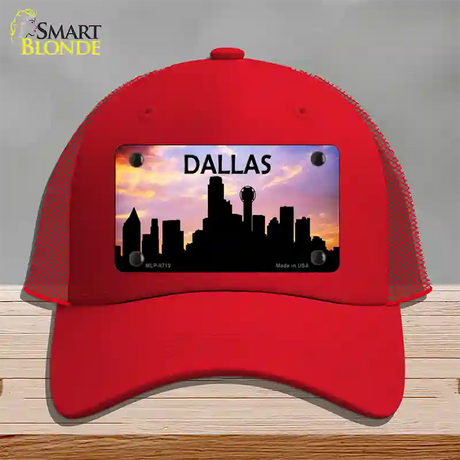 Dallas Silhouette Novelty License Plate Hat Mesh / Red